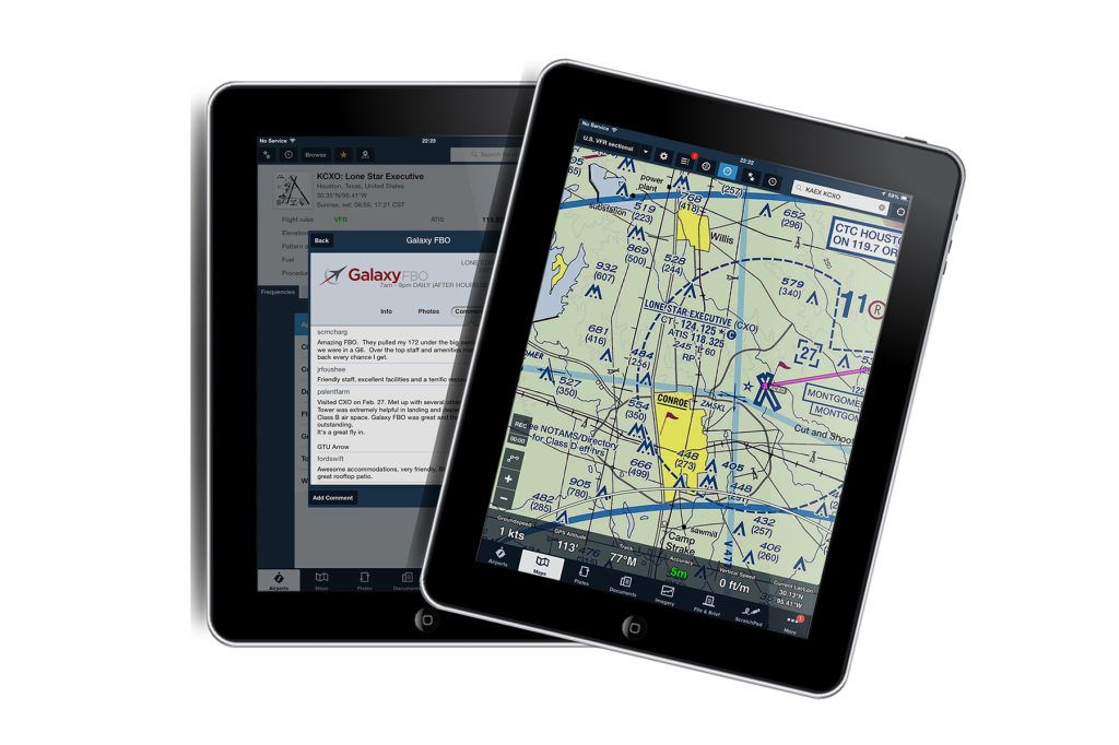 Help your pilot find their way to Galaxy FBO at KCXO. A perfect and functional gift for any pilot is a subscription to ForeFlight Intelligent apps for pilots. ForeFlight integrates charts, airport information and FBO data utilizing NOAA, Federal Aviation Administration, AOPA and Universal weather sources.  This unique combination of information provides Foreflight customers access to important information covering all the airports in the USA. 